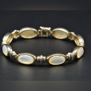 Vintage Sterling Silver and Mother of Pearl Bracelet.